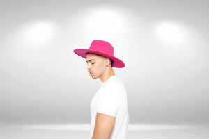 Hot Pink Wide Brim Fedora Hat