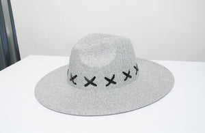 Heathered Grey with Black X Hand Stitched Detail - truthBlack