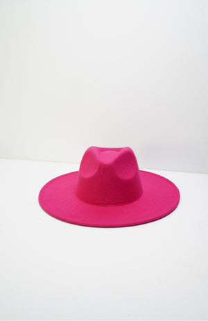 Hot Pink Fedora Wide Brim - truthBlack