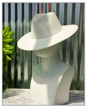 Eggshell White Wide Brim Fedora Hat
