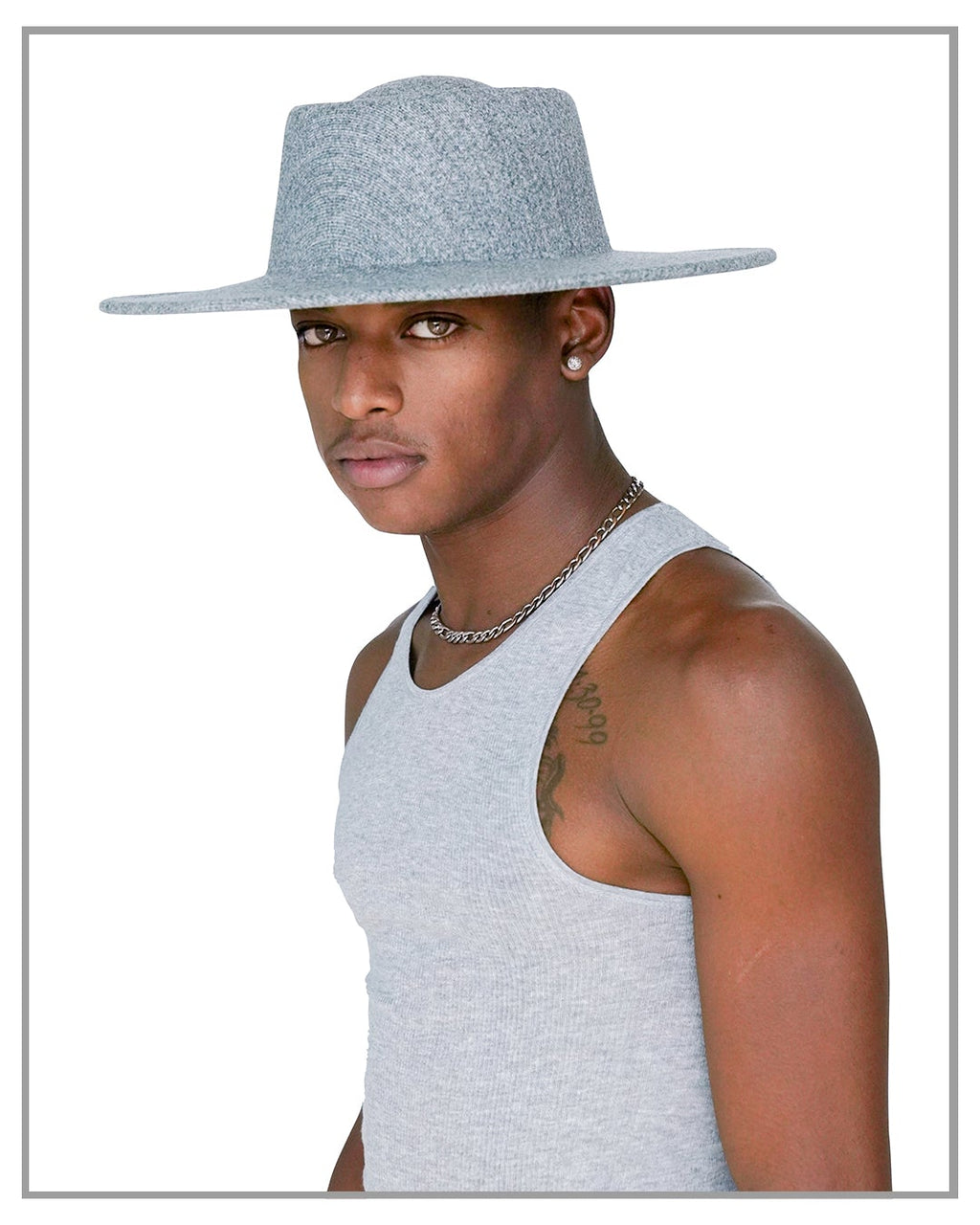 Grey Boater Hat - truthBlack