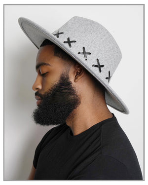 Heathered Grey with Black X Hand Stitched Detail - truthBlack