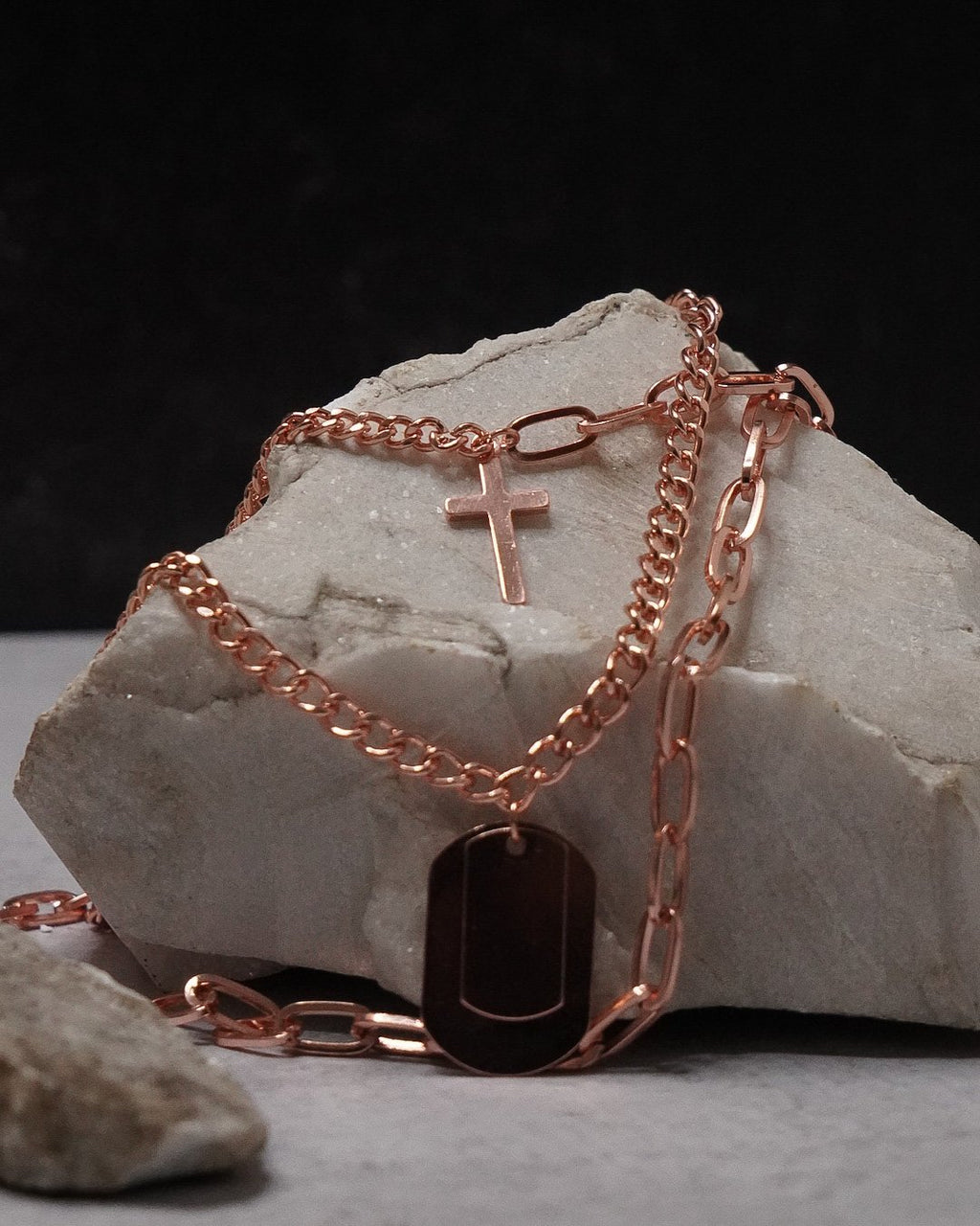 Guns & Roses | Layered Necklace - Rose Gold - truthBlack