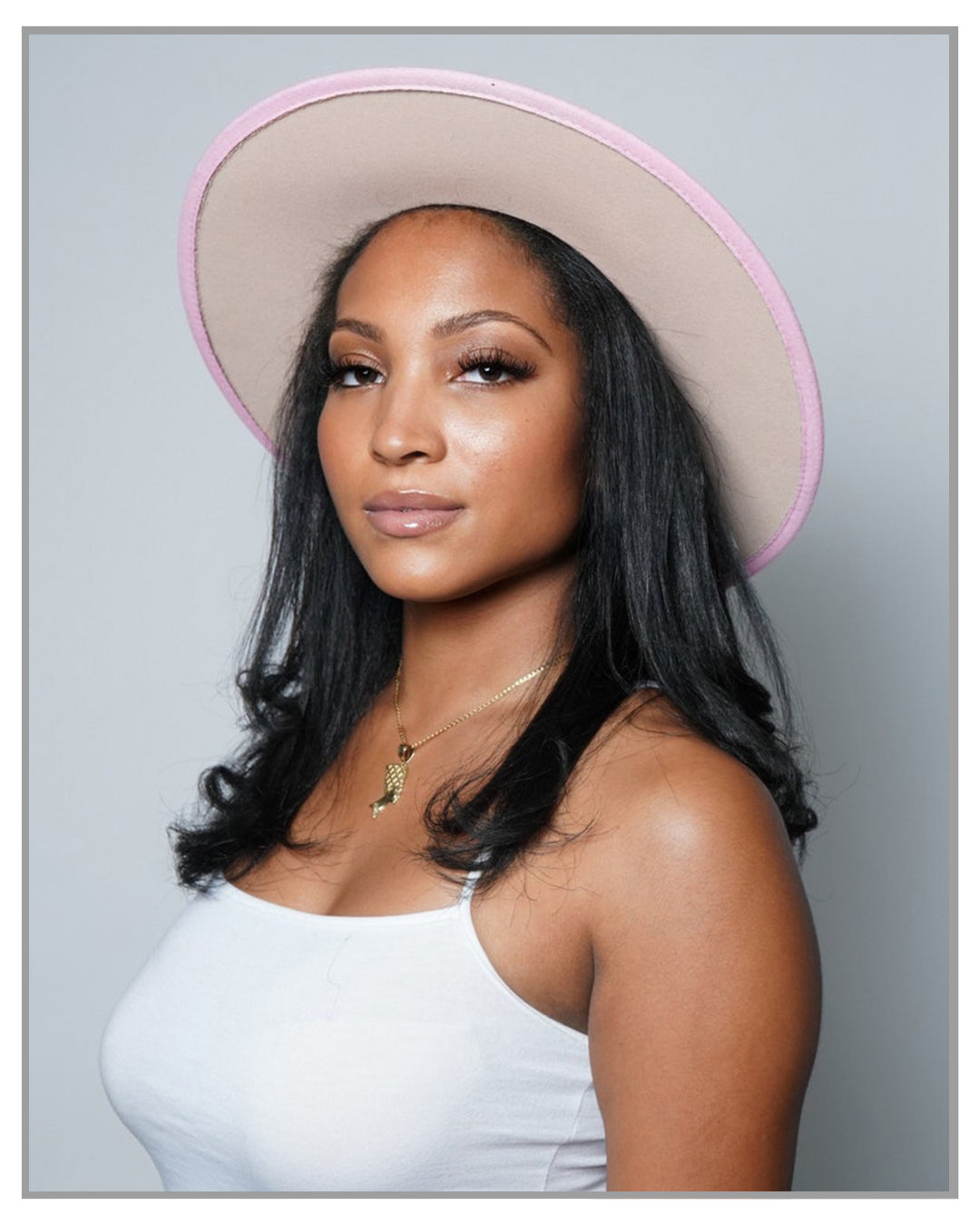 Light Pink Fedora Hat with Leather Band