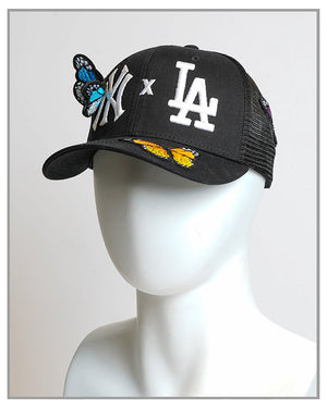 NY x LA 3D Butterfly Trucker Hat - truthBlack
