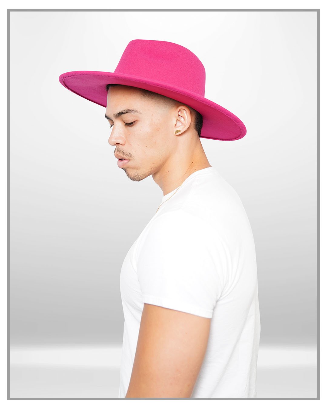 Hot Pink Wide Brim Fedora Hat