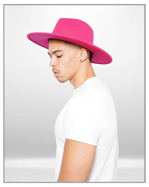 Hot Pink Wide Brim Fedora Hat