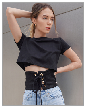 Black Lace Up Corset Waist Belt - truthBlack