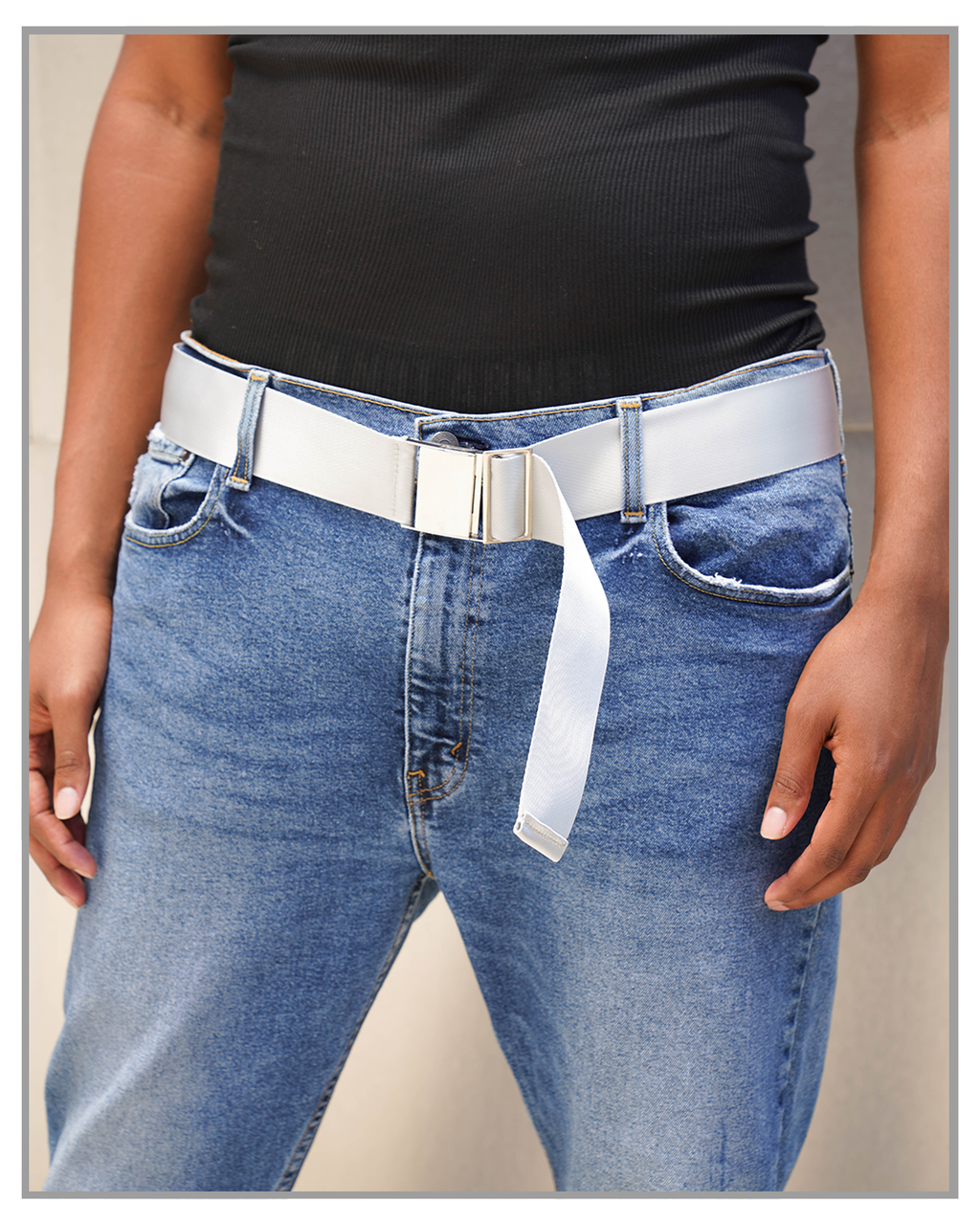Silver Oversized Web Belt - truthBlack