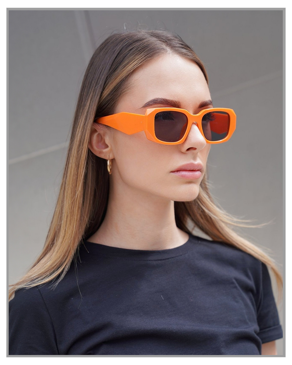 Neon Orange Triangle Sunglasses - truthBlack