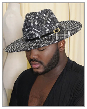 Black Tweed Fedora Hat