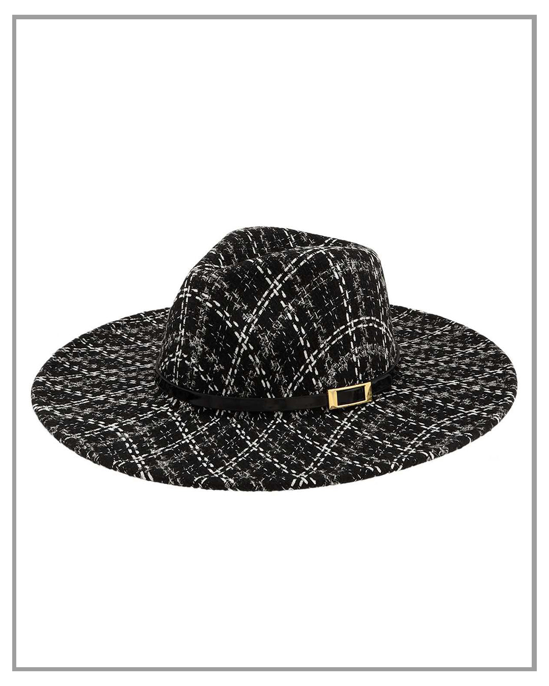 Black Tweed Fedora Hat