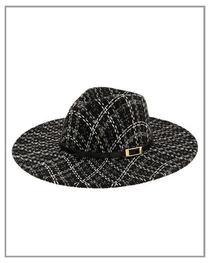 Black Tweed Fedora Hat