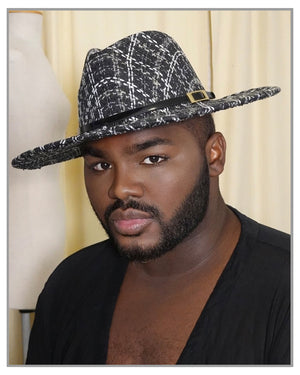 Black Tweed Fedora Hat