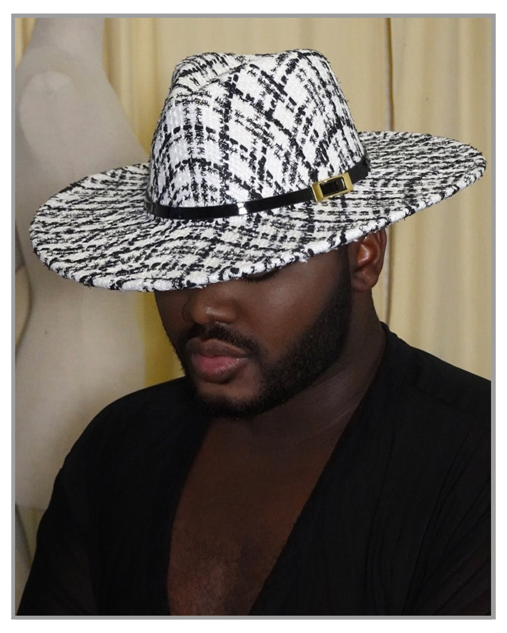 White Tweed Fedora Hat