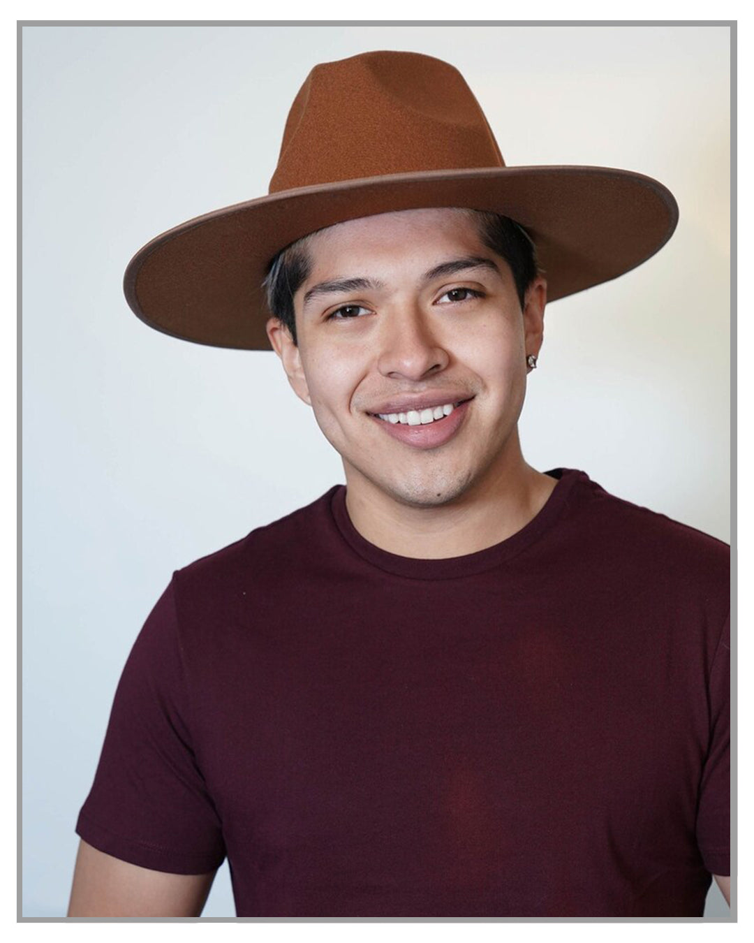 Walnut Brown Fedora with Leather Details