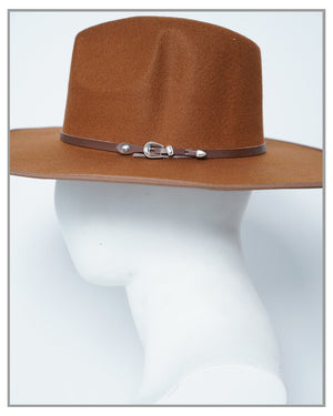 Walnut Brown Fedora with Leather Details