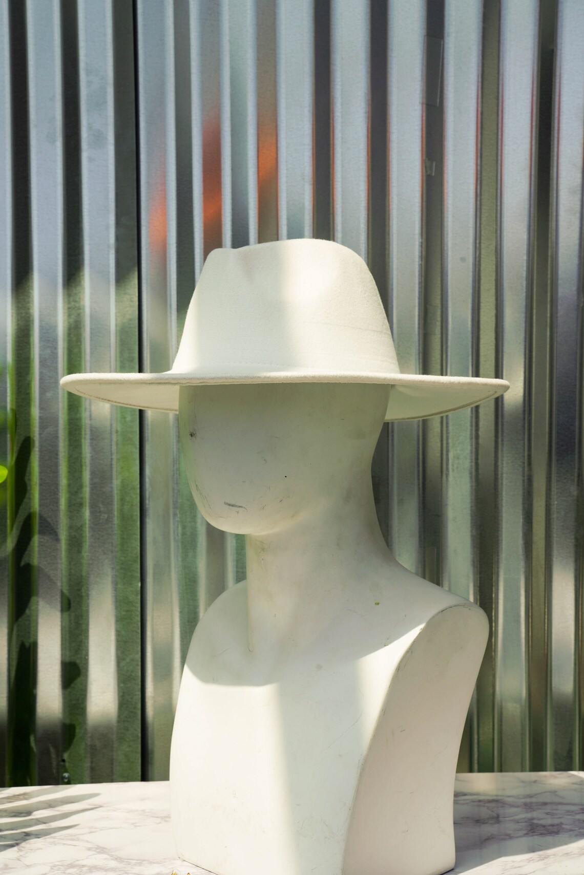 Eggshell White Wide Brim Fedora Hat