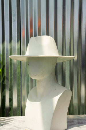 Eggshell White Wide Brim Fedora Hat