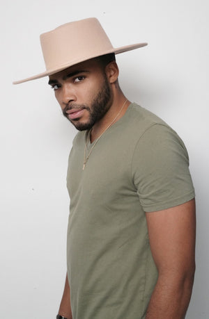 Australian Wool Cognac Boater Hat - truthBlack