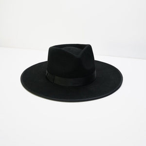 Women's Classic Black Fedora with Ribbon detail - truthBlack