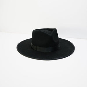 Women's Classic Black Fedora with Ribbon detail - truthBlack