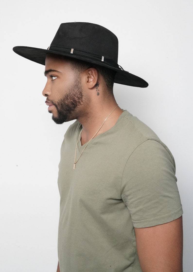Black Crushed Velvet Western Fedora - truthBlack
