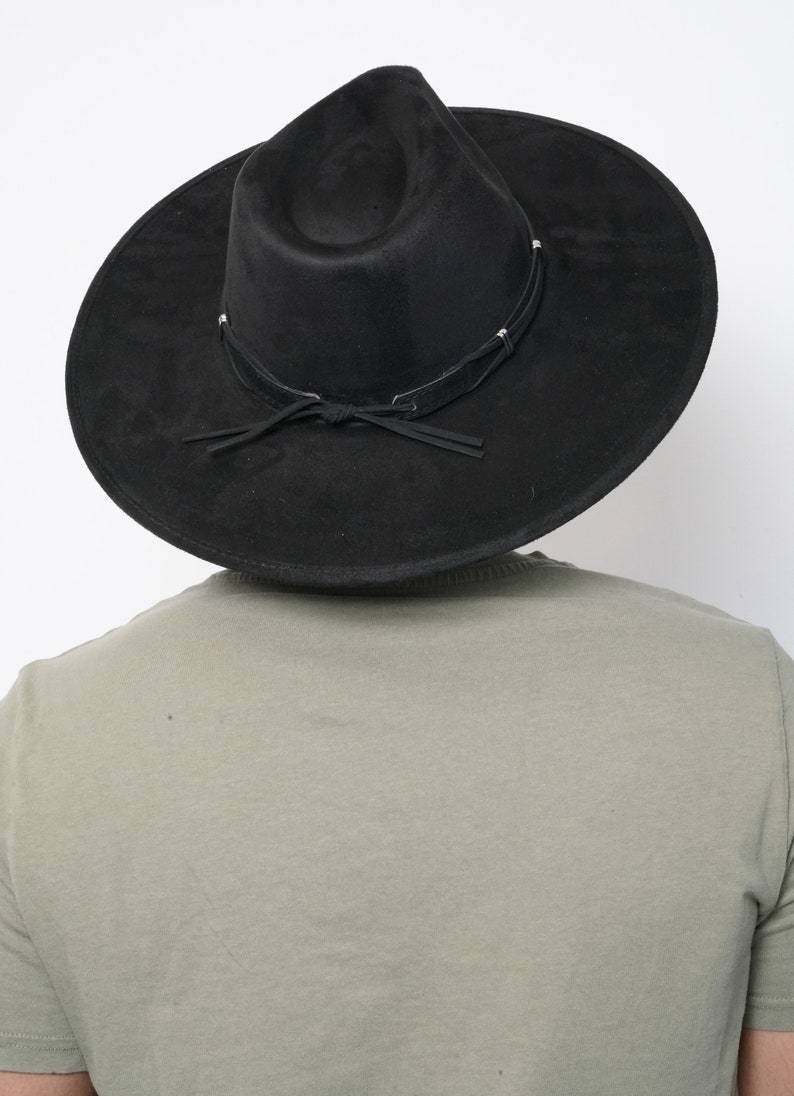 Black Crushed Velvet Western Fedora - truthBlack