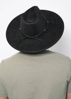 Black Crushed Velvet Western Fedora - truthBlack