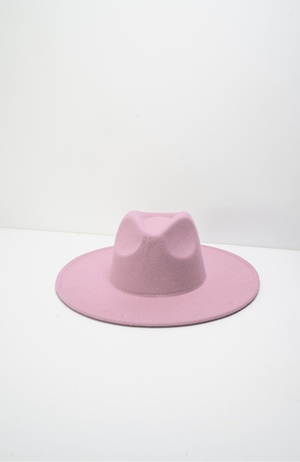 Pink Wide Brim Fedora Hat