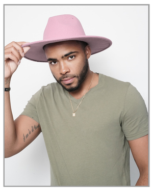 Pink Wide Brim Fedora Hat